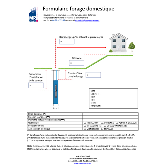Formulaire FORAGE / PUITS domestique (PAGE 247)